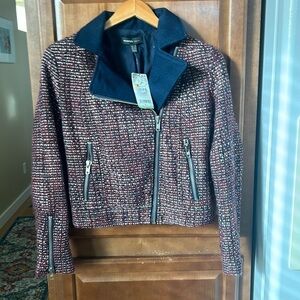 Mango Tweed Coat XS New With Tags Moto Mod Deadstock
